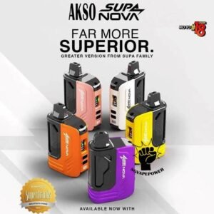 AKSO SUPA NOVA 12000 DISPOSABLE - SG VAPE POWER SINGAPORE The AKSO SUPA NOVA 12000 puffs disposable vape is Starter Kit & Prefilled Pod design ,ready stock in our sg singapore store online shop for same day delivery. Introducing the AKSO Supa Nova 12k closed pod disposable vape, crafted for flexibility and ease of use. It features adjustable wattage ranging from 10W to 20W, allowing users to customize their vaping experience. Safety is paramount with a child lock and a rechargeable battery equipped with anti-overcharge and auto cut-off systems. Monitoring your vape is simple with liquid and battery indicators, ensuring you’re always informed. Adjust the airflow to your liking and enjoy up to 12,000 puffs per cartridge. Plus, it’s compatible with cartridges from the Akso Supa Pro series, offering compatibility and versatility for vapers. Safety : Designed with user safety and convenience in mind. It features a child lock mechanism where activation and deactivation require pressing any button for 3 seconds, preventing accidental operation. The rechargeable battery includes anti-overcharge protection and an auto cut-off system, ensuring prolonged battery lifespan and safe charging practices. Cartridge System Pod: Offering an impressive 12k puff capacity per cartridge. It is compatible with cartridges from the Akso Supa Pro series, providing versatility and convenience. With over 40 flavors to choose from, users can explore a wide range of options to suit their preferences and tastes. Please Noted:  STARTER KIT Package Include : The Starter Kit Compatible with AKSO SUPA PRO 12K CARTRIDGE POD. X1 AKSO SUPA NOVA 12K Device Battery X1 Prefilled Pod 12k Puffs CARTRIDGE Package Include : X1 Prefilled Pod 12k Puffs Specifications : Puff: 12000 Puffs Nicotine Strength: 5% Adjustable wattage : 10W to 20W Liquid and battery indicator Charging Port: 650 mAh Rechargeable Type-C ⚠️AKSO SUPA NOVA 12000 STARTER KIT & POD FLAVOUR LIST⚠️ Strawberry Banana Custard Honeydew Chocolate Mint Butter Mint Candy Strawberry Mango Strawberry Yam Cheese Blackcurrant Oat Crunch Mango Sirap Bandung Vanilla Tobacco Passion Soursop Mango Mango Passion Grape Apple Custard Cranberry Grape Milk Caramel Watermelon Gummy Icy Watermelon Gum Icy Lemon Cola Icy Grape Apple Icy Watermelon Strawberry Icy Honey Melon Icy Energy Drink SG VAPE COD SAME DAY DELIVERY , CASH ON DELIVERY ONLY. TAKE BULK ORDER /MORE ORDER PLS CONTACT ME : SGVAPEPOWER VIEW OUR DAILY NEWS INFORMATION VAPE : TELEGRAM CHANNEL