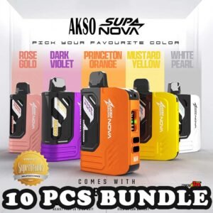 10 X AKSO SUPA NOVA 12000 BUNDLE - SG VAPE POWER SINGAPORE SHOP Sale of bundle package AKSO SUPA NOVA 12000 Puffs Disposable , choose 10Pcs flavour get lowest price at SG VAPE POWER SINGAPORE SHOP! The AKSO SUPA NOVA 12000 puffs disposable vape is Starter Kit & Prefilled Pod design ,ready stock in our sg singapore store online shop for same day delivery. Introducing the AKSO Supa Nova 12k closed pod disposable vape, crafted for flexibility and ease of use. It features adjustable wattage ranging from 10W to 20W, allowing users to customize their vaping experience. Safety is paramount with a child lock and a rechargeable battery equipped with anti-overcharge and auto cut-off systems. Monitoring your vape is simple with liquid and battery indicators, ensuring you’re always informed. Adjust the airflow to your liking and enjoy up to 12,000 puffs per cartridge. Plus, it’s compatible with cartridges from the Akso Supa Pro series, offering compatibility and versatility for vapers. Safety : Designed with user safety and convenience in mind. It features a child lock mechanism where activation and deactivation require pressing any button for 3 seconds, preventing accidental operation. The rechargeable battery includes anti-overcharge protection and an auto cut-off system, ensuring prolonged battery lifespan and safe charging practices. Cartridge System Pod: Offering an impressive 12k puff capacity per cartridge. It is compatible with cartridges from the Akso Supa Pro series, providing versatility and convenience. With over 40 flavors to choose from, users can explore a wide range of options to suit their preferences and tastes. Please Noted: STARTER KIT Package Include : The Starter Kit Compatible with AKSO SUPA PRO 12K CARTRIDGE POD. X1 AKSO SUPA NOVA 12K Device Battery X1 Prefilled Pod 12k Puffs Specifications : Puff: 12000 Puffs Nicotine Strength: 5% Adjustable wattage : 10W to 20W Liquid and battery indicator Charging Port: 650 mAh Rechargeable Type-C Package Include : 10 X Akso Supa Nova 12000 Puffs - Starter Kit Free Delivery Charge ⚠️AKSO SUPA NOVA 12000 STARTER KIT FLAVOUR LIST⚠️ Strawberry Banana Custard Honeydew Chocolate Mint Butter Mint Candy Strawberry Mango Strawberry Yam Cheese Blackcurrant Oat Crunch Mango Sirap Bandung Vanilla Tobacco Passion Soursop Mango Mango Passion Grape Apple Custard Cranberry Grape Milk Caramel Watermelon Gummy Icy Watermelon Gum Icy Lemon Cola Icy Grape Apple Icy Watermelon Strawberry Icy Honey Melon Icy Energy Drink SG VAPE COD SAME DAY DELIVERY , CASH ON DELIVERY ONLY. TAKE BULK ORDER /MORE ORDER PLS CONTACT ME : SGVAPEPOWER VIEW OUR DAILY NEWS INFORMATION VAPE : TELEGRAM CHANNEL