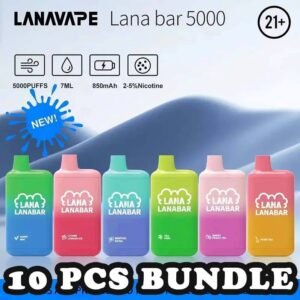 10 X LANA BAR 5000 BUNDLE - SG VAPE POWER SINGAPORE SHOP Sale of bundle package LANA BAR 5000 Puffs Disposable , choose 10Pcs flavour get lowest price at SG VAPE POWER SINGAPORE SHOP! The Lana bar 5000 disposable vape launched today has a vaping capacity of 5k puffs and a stylish and beautiful ceramic can shape, which is very popular among electronic cigarette friends. A light sanding process polishes the exterior for a more comfortable grip. LANA VAPE caters to market demands by designing disposable electronic cigarettes with different appearances. The reason why the Lana bar 5000 disposable vape is so popular in the electronic cigarette market is that it has a very good-looking color matching appearance, a very high-quality filter cotton core and a ceramic core, which makes the Lana bar very delicate and smokey It feels very smooth, which greatly brings a better user experience to consumers. It is equipped with a rechargeable battery capacity of 850mAh, so there is no need to worry about the lack of electricity. As long as there is a Type-C charging cable, it can be used at any time. Device charging, which is also a breakthrough in innovation of disposable electronic cigarettes. Specifition : Nicotine : 5% Puffs: 5000puff Battery Capacity: 850 mAh. Type-C Port Rechargeable Battery Package Include : 10 X Lana Bar 5000 Puffs Free Delivery Charge SG VAPE COD SAME DAY DELIVERY , CASH ON DELIVERY ONLY. TAKE BULK ORDER /MORE ORDER PLS CONTACT ME : SGVAPEPOWER VIEW OUR DAILY NEWS INFORMATION VAPE : TELEGRAM CHANNEL