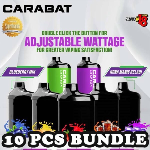 10PCS CARABAT LEAFBAR 15000 ( Cartridge Pod )BUNDLE - SG VAPE POWER SINGAPORE SHOP Sale of bundle package CARABAT LEAFBAR 15000 Puffs - Cartridge Pod Disposable , choose 10 x flavour get lowest price at SG VAPE POWER SINGAPORE SHOP! The CARABAT LEAFBAR 15000 ( 15K Puffs ) DISPOSABLE VAPE Ready stock in singapore store sg online shop line up. The Kit 15k is starter kit & prefilled cartridge pod system design,  This kit is lasted production from CARABAT VAPE company, available 10 +plus flavour for singapore vaper choose!try it now! The new carabat leafbar 15000 puffs is ready stock in Singapore. The device is comes with starter kit and pod version. Battery device and flavor pod is included in starter kit package, the pod package only comes with pod. If you looking for big capacity vape device, the carabat is your first choice because it can support up to 15000 puffs per device! CARTRIDGE Package Include : X1 Prefilled Pod 15k Puffs Specifications: Nicotine 5 % Approx. 15000 Puffs Safety Child Lock Dual Mesh Coil Adjustable Airflow Rechargeable Battery (Type C Port) Package Include : 10Pcs X Carabat Leafbar 15000 Puffs - Cartridge Pod Free Delivery Charge ⚠️CARABAT LEAFBAR 15K ( CARTRIDGE  ) FLAVOUR LIST⚠️ Watermelon Tobacco Vanilla Double Guava Blackcurrant Lychee Rootbeer Vanilla Milkshake Blackcurrant Lychee Melon Mango Mango Shak Honeydew Energy Drink Pineapple Berry Citrus Watermelon Splash Popcorn Caramel Grape Gum Gold Mango Ice Fresh Watermelon Ice Gummy Gum Ice Grape Ice SG VAPE COD SAME DAY DELIVERY , CASH ON DELIVERY ONLY. TAKE BULK ORDER /MORE ORDER PLS CONTACT ME : SGVAPEPOWER VIEW OUR DAILY NEWS INFORMATION VAPE : TELEGRAM CHANNEL