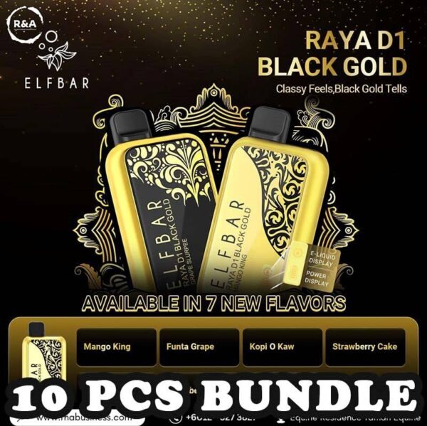 10 X ELFBAR RAYA D1 13000 BUNDLE - SG VAPE POWER SINGAPORE SHOP Sale of bundle package ELFBAR RAYA D1 13000 Puffs Disposable , choose 10Pcs flavour get lowest price at SG VAPE POWER SINGAPORE SHOP! Introduce the ELFBAR RAYA D1 13000 ,  a premium disposable pod equipped with mesh coil technology, boasting an impressive 13K Puffs. Crafted by ELFBAR's expert team, the mesh coil ensures a seamless and intense flavor experience with every puff. Moreover, it featuring a screen display that will provide you with information about battery power and the remaining liquid level in your RAYA D1! Specification : Approx. 13000 Puffs Capacity 18ml Rechargeable Battery 650mAh Anti Dry-Burn Protection E-liquid & Power Display Screen Charging Port: Type-C Package Include : 10 X Elfbar Raya D1 13000 Puffs Free Delivery Charge ⚠️ELF BAR RAYA D1 13000 FLAVOUR LINE UP⚠️ Apple Orange Bubblegum Kiwi Guava Grape Mango Lychee Bubblegum Mango Strawberry Ice Cream Peach Lychee Blackcurrant Ribena Lychee Solero Strawberry Guava Lychee Juicy Peach Cola Masam Bubblegum Mix Berries Sour Bubblegum Mango King Strawberry Melon Funta Grape Kopi O Kaw Grape Slurpee Strawberry Cake Mango Guava SG VAPE COD SAME DAY DELIVERY , CASH ON DELIVERY ONLY. TAKE BULK ORDER /MORE ORDER PLS CONTACT ME : SGVAPEPOWER VIEW OUR DAILY NEWS INFORMATION VAPE : TELEGRAM CHANNEL
