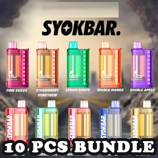 10 X SYOKBAR 15000 BUNDLE - SG VAPE POWER SINGAPORE SHOP Sale of bundle package SYOKBAR 15000 Puffs Disposable , choose 10Pcs flavour get lowest price at SG VAPE POWER SINGAPORE SHOP! The SYOK Bar 15000 vape also as SYOKBAR 15k puffs , this vape kit for you can enjoy one full day , Vape Ready stock at Singapore sg shop on sale for same day delivery. Syok bar 15000 puffs ready stock in Singapore. Syokbar offer 10 fruity flavor options to user. The device has an indicator to show battery and ejuice level. With transparent cover fashion design, syok bar is loved by Singaporean. Try syokbar now at VAPE SG SHOP , this device will make you 'syok syok'! Shop now. So fresh so boost with the new visible tank technology : See through flavor easier be prepared. Better taste & longer lasting. 8 min charge 1 day use powerful battery. Specification: Puffs: 15000 Puffs Nicotine Strength: 5% Volume: 25ML Flavour Charging: Recharging with Type C Coil: Mesh Coil Fully Charged Time: 25mins Package Include : 10 X SYOKBAR 15000 Puffs Free Delivery Charge ⚠️SYOKBAR 15000 FLAVOUR LINE UP⚠️ Pink Guava Double Grape Double Mango Lemon Sprite Sour Bubblegum Strawberry Honeydew Mango Peach Watermelon Strawberry Grapple Watermelon Slurpee Mixed Fruit Slurpee Sea Salt Lemon Lybena Lychee Double Strawberry Sunkiss Orange Apple Orange Strawberry SG VAPE COD SAME DAY DELIVERY , CASH ON DELIVERY ONLY. TAKE BULK ORDER /MORE ORDER PLS CONTACT ME : SGVAPEPOWER VIEW OUR DAILY NEWS INFORMATION VAPE : TELEGRAM CHANNEL
