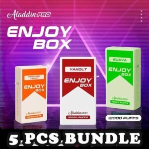 5 X ALADDIN PRO ENJOY BOX 12000 BUNDLE - SG VAPE POWER SINGAPORE SHOP Sale of bundle package ALADDIN PRO ENJOY BOX 12000 Puffs Disposable , choose 5Pcs flavour get lowest price at SG VAPE POWER SINGAPORE SHOP! The Aladdin Pro enjoy box 12000 puffs Ready stock in our sg singapore store online shop for same day delivery. Discover the latest Aladdin Enjoy Box 12000 Puffs Disposable ! Design in a sleek cigarette-box-style design with a cap for mouthpiece protection! Enjoy 15 delightful flavors with 12K smooth puffs, each bursting with sweet perfection! The Aladdin Pro 12k New Vape in our Vape Singapore Ready Stock , get it now with us and same day delivery ! Enjoy delicious vaping experience . Specification : Nicotine : 50mg (5%) Approx : 12000 puffs Rechargeable Battery 650mAh Charging Port: Type-C Package Include : 5 X Aladdin Pro Enjoy Box 12000 Puffs Free Delivery Charge ⚠️ALADDIN ENJOY BOX 12000 FLAVOUR LINE UP⚠️ Energy Drink Guava Mango Peach Mango Honeydew Yakolt Yakolt Mango Bubblegum Solero Lime Sour Bubblegum Grape Lychee Mango Yakolt Honeydew Gummy Bear SG VAPE COD SAME DAY DELIVERY , CASH ON DELIVERY ONLY. TAKE BULK ORDER /MORE ORDER PLS CONTACT ME : SGVAPEPOWER VIEW OUR DAILY NEWS INFORMATION VAPE : TELEGRAM CHANNEL